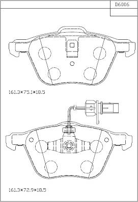 Asimco KD6006 - Тормозные колодки, дисковые, комплект autospares.lv