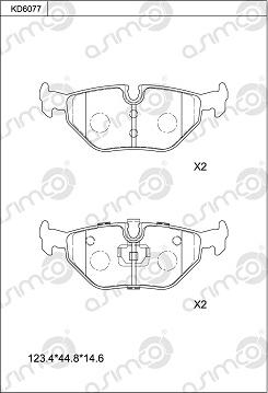 Asimco KD6077 - Тормозные колодки, дисковые, комплект autospares.lv