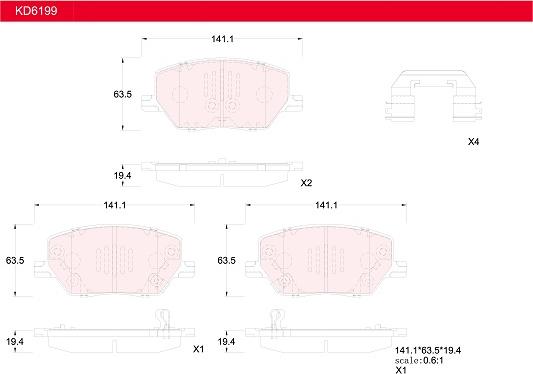 Asimco KD6199 - Тормозные колодки, дисковые, комплект autospares.lv