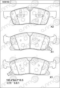 Asimco KD6153 - Тормозные колодки, дисковые, комплект autospares.lv