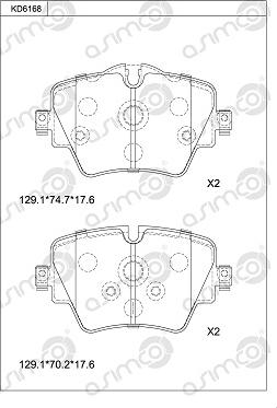 Asimco KD6168 - Тормозные колодки, дисковые, комплект autospares.lv