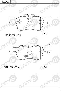 Asimco KD6167 - Тормозные колодки, дисковые, комплект autospares.lv