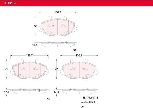 Asimco KD6139 - Тормозные колодки, дисковые, комплект autospares.lv