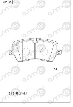 Asimco KD6136 - Тормозные колодки, дисковые, комплект autospares.lv