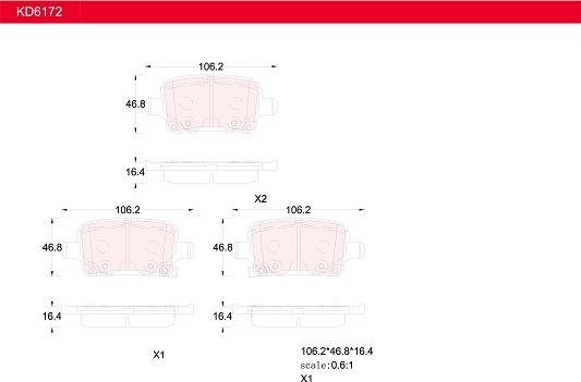 Asimco KD6172 - Тормозные колодки, дисковые, комплект autospares.lv