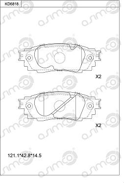 Asimco KD6818 - Тормозные колодки, дисковые, комплект autospares.lv