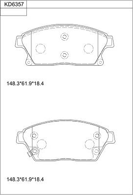 Asimco KD6357 - Тормозные колодки, дисковые, комплект autospares.lv