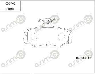 Asimco KD6763 - Тормозные колодки, дисковые, комплект autospares.lv