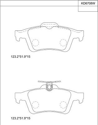 Asimco KD6708W - Тормозные колодки, дисковые, комплект autospares.lv