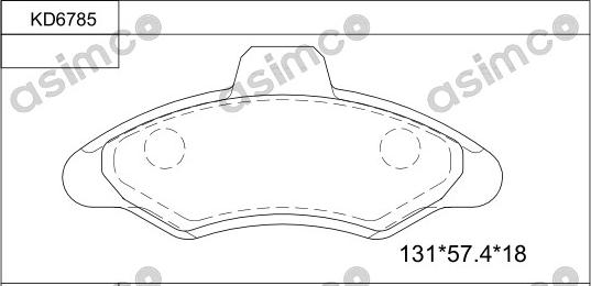 Asimco KD6785 - Тормозные колодки, дисковые, комплект autospares.lv