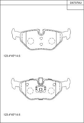 Asimco KD6737W - Тормозные колодки, дисковые, комплект autospares.lv