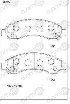 Asimco KD0204 - Тормозные колодки, дисковые, комплект autospares.lv