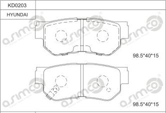 Asimco KD0203 - Тормозные колодки, дисковые, комплект autospares.lv