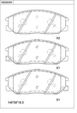 Asimco KD0202W - Тормозные колодки, дисковые, комплект autospares.lv