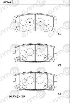 Asimco KD0740 - Тормозные колодки, дисковые, комплект autospares.lv