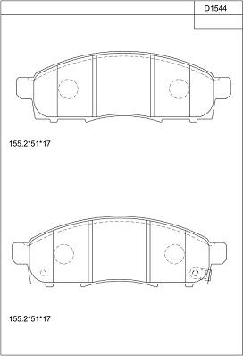 Asimco KD1544 - Тормозные колодки, дисковые, комплект autospares.lv