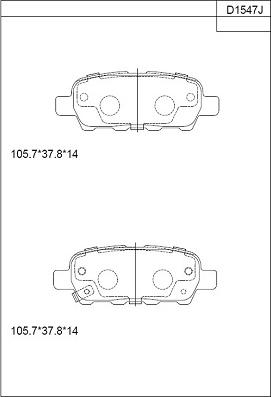 Asimco KD1547 - Тормозные колодки, дисковые, комплект autospares.lv