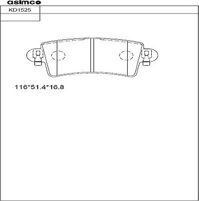 Asimco KD1525 - Тормозные колодки, дисковые, комплект autospares.lv