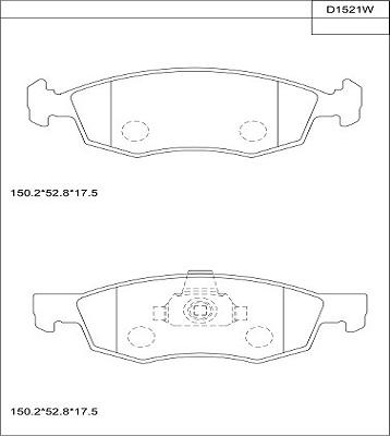 Asimco KD1521W - Тормозные колодки, дисковые, комплект autospares.lv