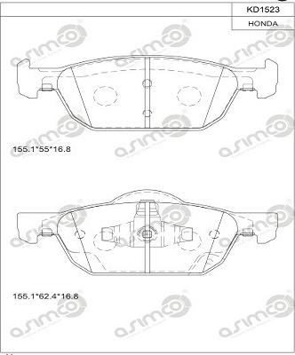 Asimco KD1523 - Тормозные колодки, дисковые, комплект autospares.lv