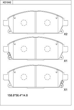 Asimco KD1042 - Тормозные колодки, дисковые, комплект autospares.lv