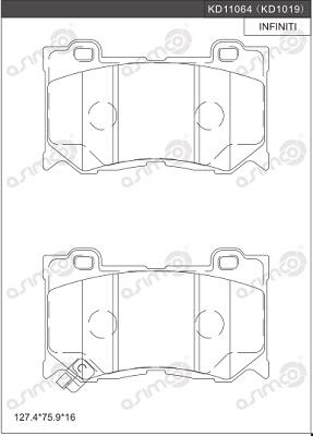 Asimco KD1019 - Тормозные колодки, дисковые, комплект autospares.lv