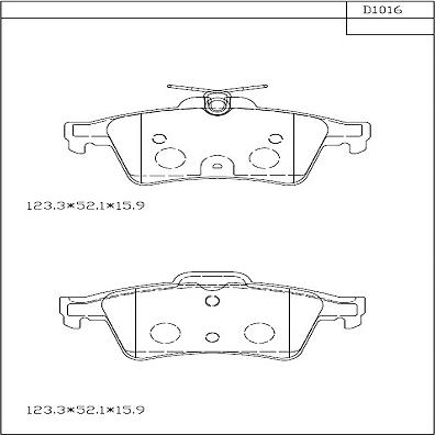 Asimco KD1016 - Тормозные колодки, дисковые, комплект autospares.lv