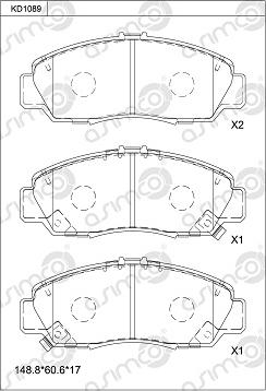 Asimco KD1089 - Тормозные колодки, дисковые, комплект autospares.lv