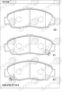 Asimco KD1036 - Тормозные колодки, дисковые, комплект autospares.lv