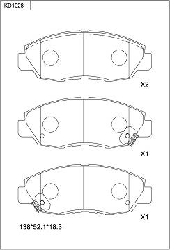 Asimco KD1028 - Тормозные колодки, дисковые, комплект autospares.lv