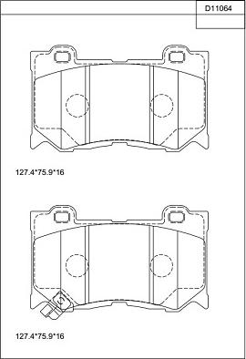 Asimco KD11064 - Тормозные колодки, дисковые, комплект autospares.lv