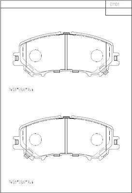 Asimco KD1101 - Тормозные колодки, дисковые, комплект autospares.lv