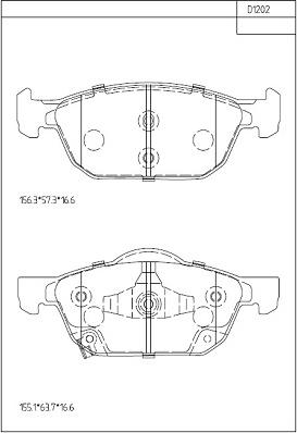 Asimco KD1202 - Тормозные колодки, дисковые, комплект autospares.lv