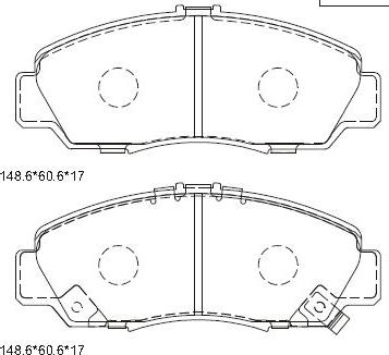 Asimco KD1719 - Тормозные колодки, дисковые, комплект autospares.lv