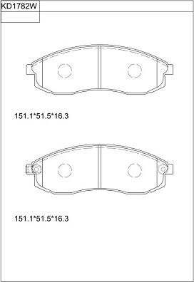 Asimco KD1782W - Тормозные колодки, дисковые, комплект autospares.lv