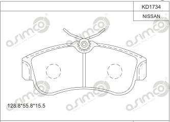 Asimco KD1734 - Тормозные колодки, дисковые, комплект autospares.lv