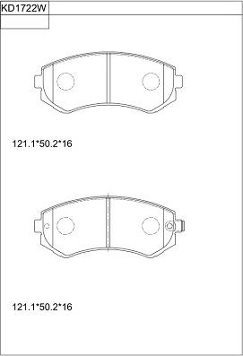 Asimco KD1722W - Тормозные колодки, дисковые, комплект autospares.lv