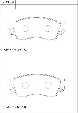 Asimco KD3504 - Тормозные колодки, дисковые, комплект autospares.lv