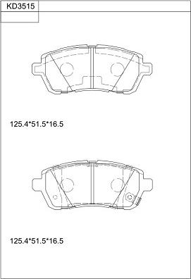 Asimco KD3515 - Тормозные колодки, дисковые, комплект autospares.lv