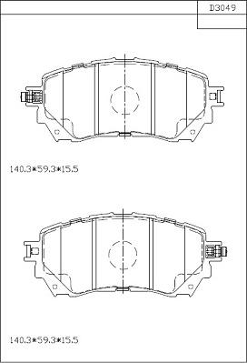 Asimco KD3049 - Тормозные колодки, дисковые, комплект autospares.lv