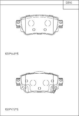 Asimco KD3045 - Тормозные колодки, дисковые, комплект autospares.lv