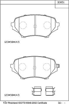 Asimco KD3051 - Тормозные колодки, дисковые, комплект autospares.lv