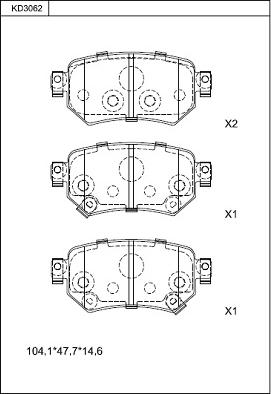 Asimco KD3062 - Тормозные колодки, дисковые, комплект autospares.lv