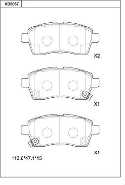 Asimco KD3067 - Тормозные колодки, дисковые, комплект autospares.lv