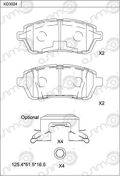 Asimco KD3024 - Тормозные колодки, дисковые, комплект autospares.lv