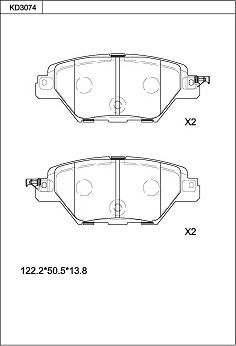 Asimco KD3074 - Тормозные колодки, дисковые, комплект autospares.lv