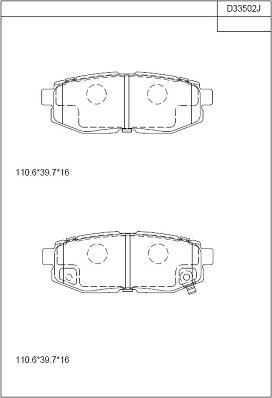 Asimco KD33502 - Тормозные колодки, дисковые, комплект autospares.lv