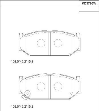 Asimco KD3796W - Тормозные колодки, дисковые, комплект autospares.lv