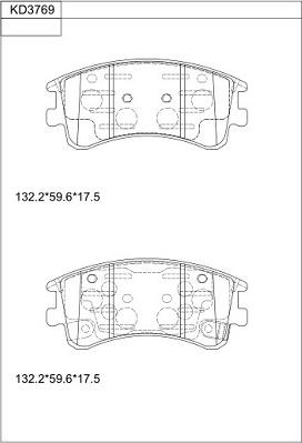 Asimco KD3769 - Тормозные колодки, дисковые, комплект autospares.lv