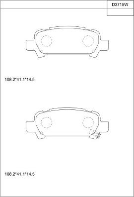 Asimco KD3715W - Тормозные колодки, дисковые, комплект autospares.lv